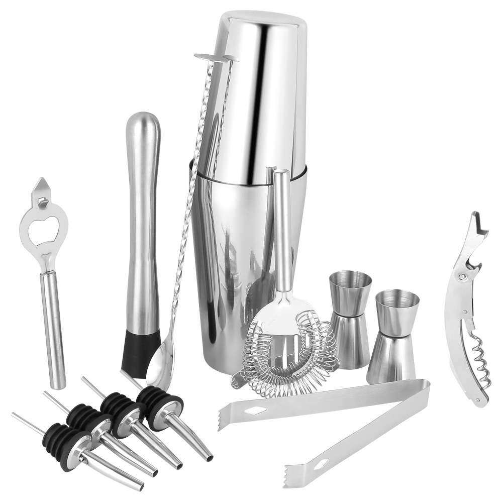 13件酒吧工具波士顿鸡尾酒调酒器调酒师套装不锈钢雪克杯套装工具,淘宝优惠券,粉丝福利购,淘宝优惠卷