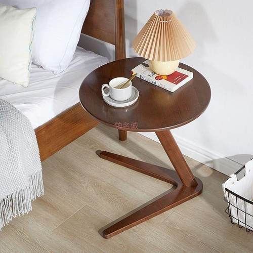 实木边几可移动家用客厅小圆桌简约酒店民宿沙发边几床头小桌子 - 图0
