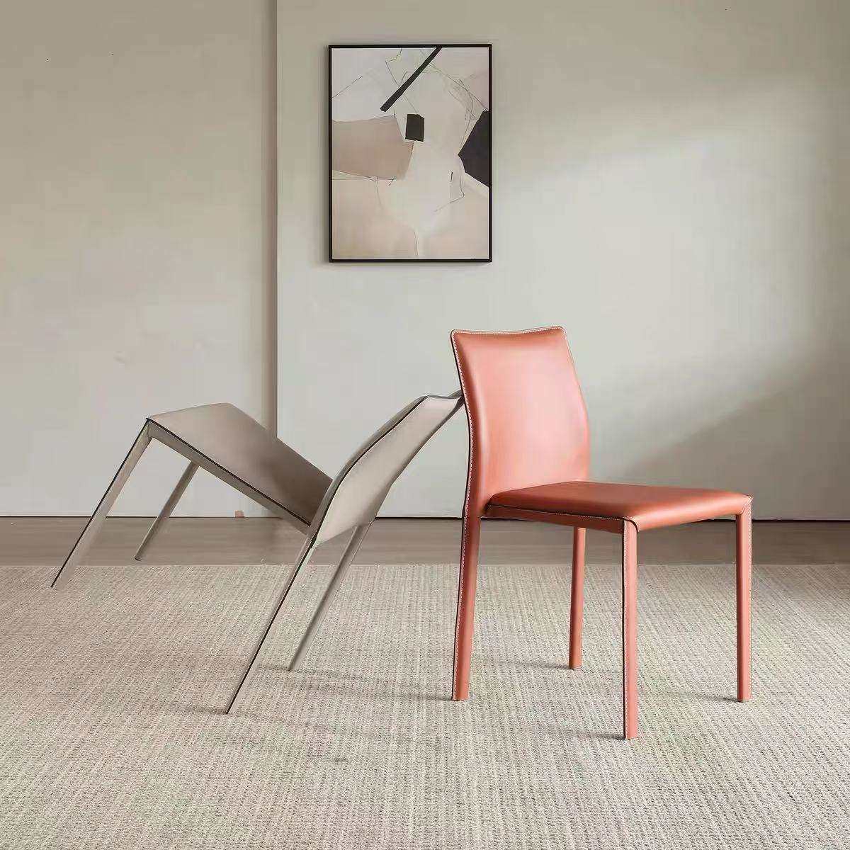 小户型家用可叠放餐椅意式极简马鞍皮椅子轻奢北欧网红休闲凳子,淘宝优惠券,粉丝福利购,淘宝优惠卷