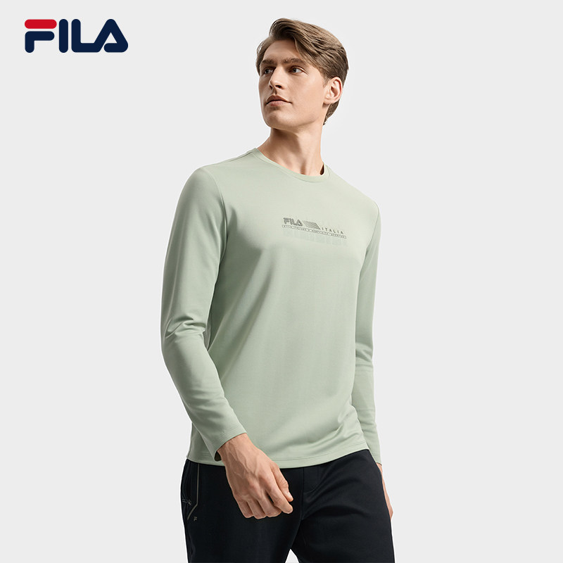 FILA 斐乐官方男长袖T恤秋季新款时尚圆领运动长打底上衣,淘宝优惠券,粉丝福利购,淘宝优惠卷