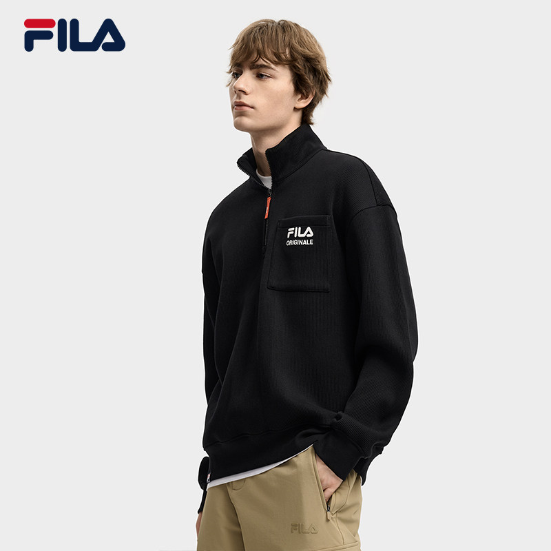 FILA 斐乐官方男子套头卫衣2025冬新款时尚休闲纯棉半拉链上衣,淘宝优惠券,粉丝福利购,淘宝优惠卷