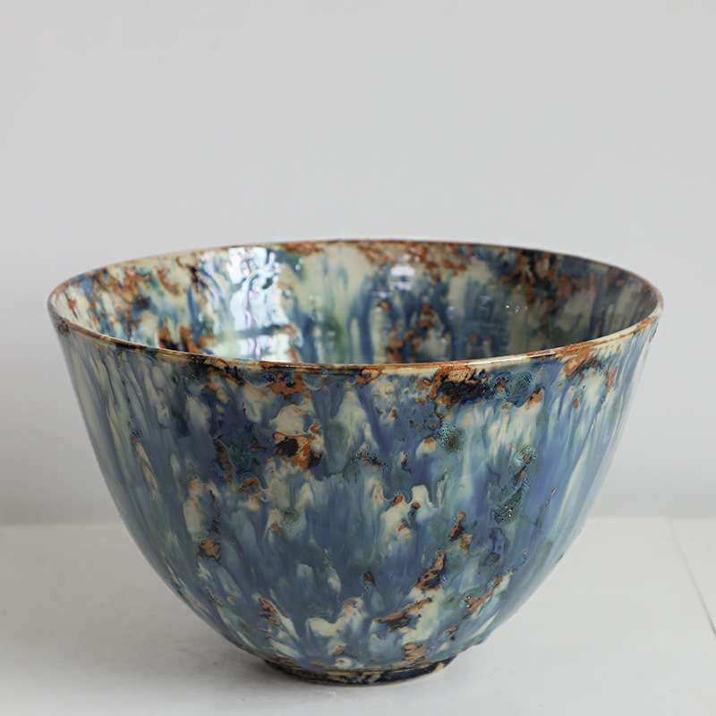 中古芬顿油画风陶瓷花瓶复古斗笠碗大口花盆花器绿植客厅玄关装饰,淘宝优惠券,粉丝福利购,淘宝优惠卷