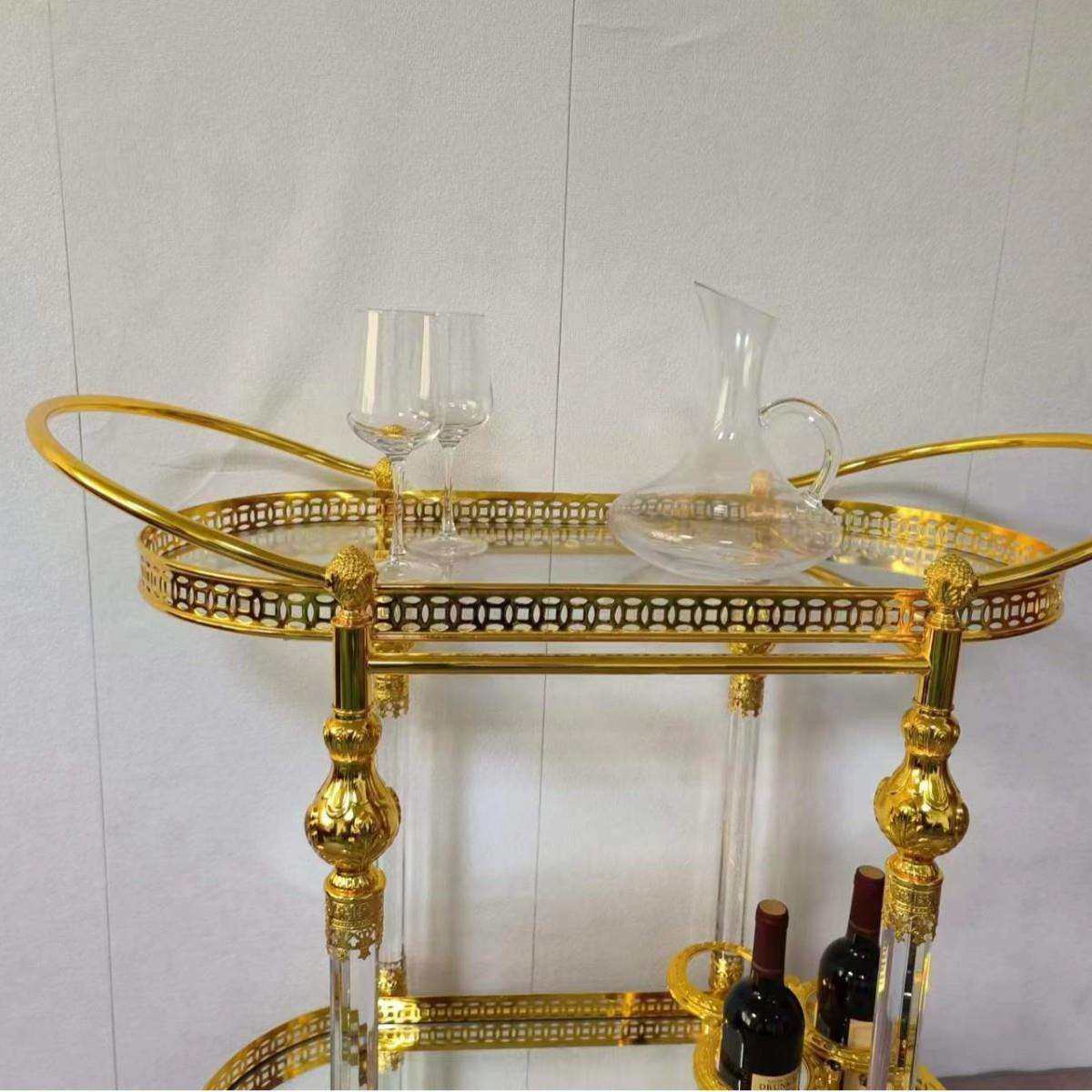 欧式高档手推餐车酒店手推车高级镀金酒水手推车,淘宝优惠券,粉丝福利购,淘宝优惠卷