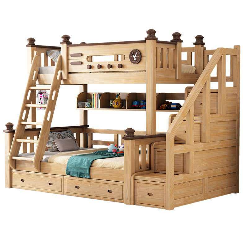 榉木上下床双层床全实木儿童床高低床小户型子母床上下铺木床双层,淘宝优惠券,粉丝福利购,淘宝优惠卷