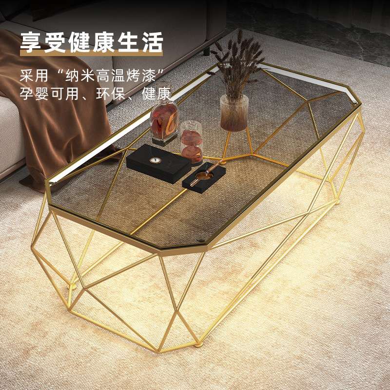 茶几轻奢现代小户型客厅家用桌简约钢化玻璃休闲理发店影音室网红 - 图2