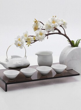 新中式客厅禅意摆件陶瓷创意样板房装饰茶桌茶几托盘干花餐桌花艺