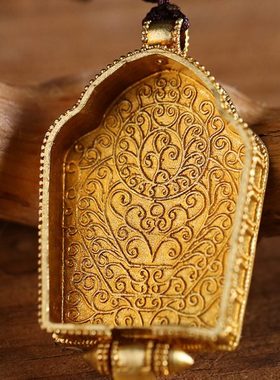 黄铜掐丝楞严咒挂件藏式嘎乌盒透明胎毛随身金刚杵个性男女士吊坠