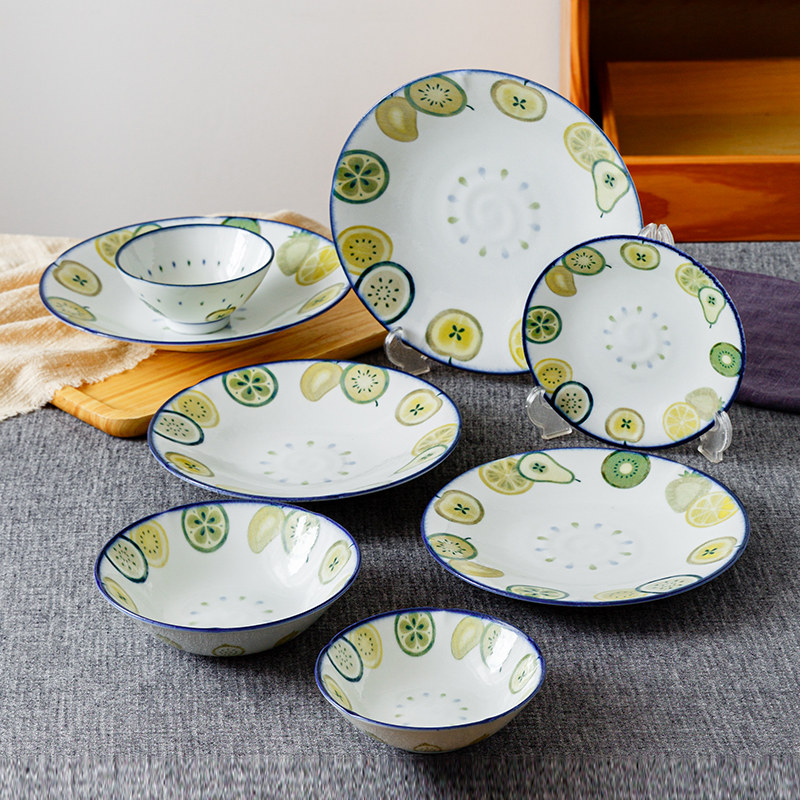 千代源日本进口彩果实陶瓷釉下彩盘子餐盘水果柠檬插画家用餐具,淘宝优惠券,粉丝福利购,淘宝优惠卷