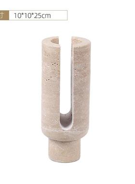 现代简约天然大理石烛杯烛托雕刻摆件样板间售楼处客厅桌面装饰品