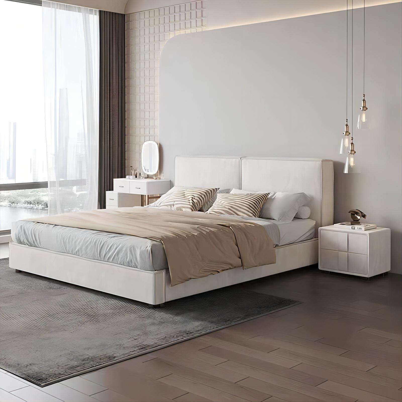 豆腐块baxter床双人床科技布大床轻奢主卧现代简约小户型奶油风床 - 图2