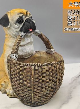 网红可爱小狗摆件桌面玄关门鞋柜C放钥匙的收纳盒餐边柜装饰品摆