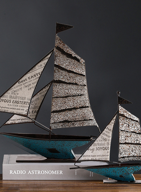 欧式复古b帆船电视酒柜现代轻奢高档装饰品摆件客厅书房办公室桌