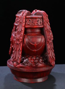 血檀木长寿宝瓶朵玛藏式密宗供奉摆件客厅桌面吉祥供物朵玛宝瓶