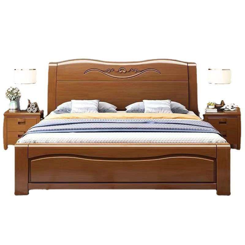 现代中式实木床1.8米双人1.5米简约风格主卧大婚经济型实木质家具,淘宝优惠券,粉丝福利购,淘宝优惠卷