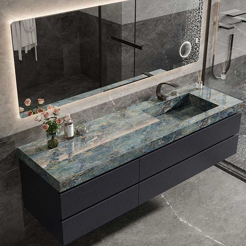 设计师现代岩板浴室柜组合一体盆2023新款实木洗漱台洗脸洗手台盆,淘宝优惠券,粉丝福利购,淘宝优惠卷