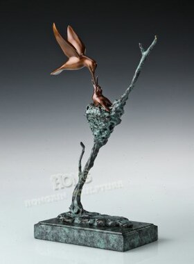 动物JD工艺家居动鸟桌面摆件会813哺独特斑斓棕雕母铜饰品转包邮