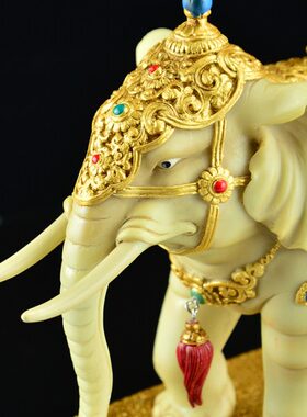藏式民族摩尼宝大象摆件召财象吉祥如意客厅佛堂象宝摆件礼品乔迁