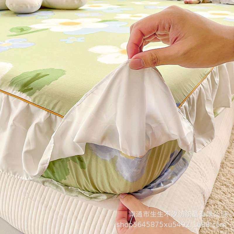 花边款纯棉床笠罩单件四季通用100全棉公主床罩床单带裙边三件套4,淘宝优惠券,粉丝福利购,淘宝优惠卷