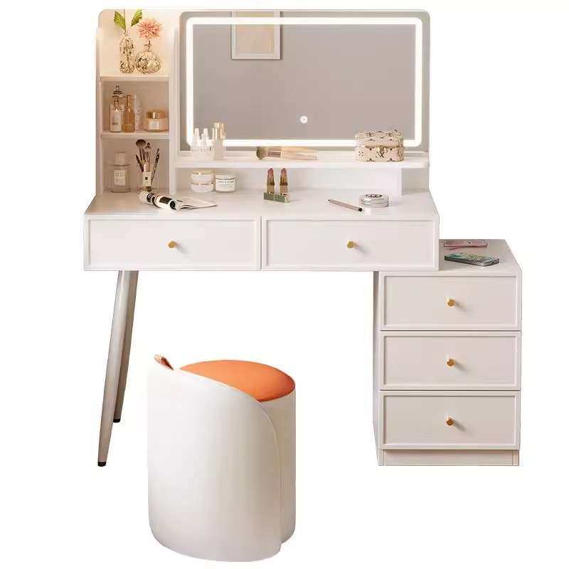 法式奶油风梳妆台卧室现代简约家用小户型化妆桌斗柜一体带LDE灯,淘宝优惠券,粉丝福利购,淘宝优惠卷
