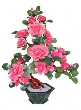 玉石雕刻玄关装饰摆件玉花架创意茶几花客厅树品雕办公室牡丹家居