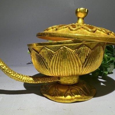 手工仿古纯铜鎏金手把熏香炉香道香炉功夫茶玩摆件荷花熏香炉家居,淘宝优惠券,粉丝福利购,淘宝优惠卷