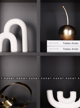 Koket蔻可法式轻奢开放u格办公室酒柜花器雕塑道具书陶瓷装饰摆件