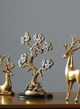 创意玄关客厅装饰摆件发财树电视C柜摆设工艺品办公室桌面简约现