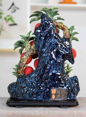 石湾公仔荔枝陶瓷摆件满堂红新中式客厅电视柜酒柜玄关装饰工艺品