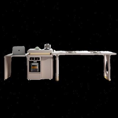 岩板餐桌岛台一体轻奢2024年新款旋转伸缩实木简约现代电磁炉茶桌,淘宝优惠券,粉丝福利购,淘宝优惠卷