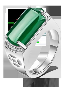 绿玛瑙彩b宝大气戒指男民族风祖母仿绿玉髓方形男款复古开口戒指
