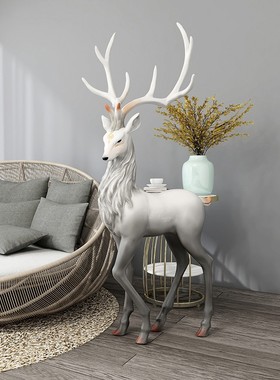 北欧轻奢麋鹿客厅摆件大型落地沙发电视柜旁边装饰品乔.迁新居礼