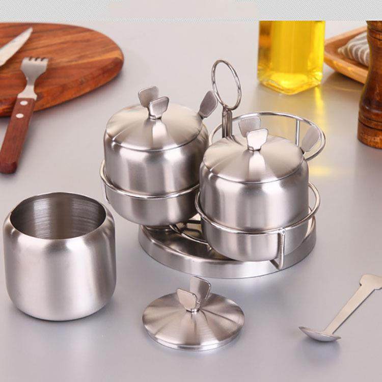 厂家旋转不锈钢三味四味调味罐厨房用品套装调料盒调味瓶糖盐,淘宝优惠券,粉丝福利购,淘宝优惠卷