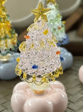 景德镇圣诞树陶瓷摆件圣诞树转转摆件圣诞节日礼物转转梦幻琉璃