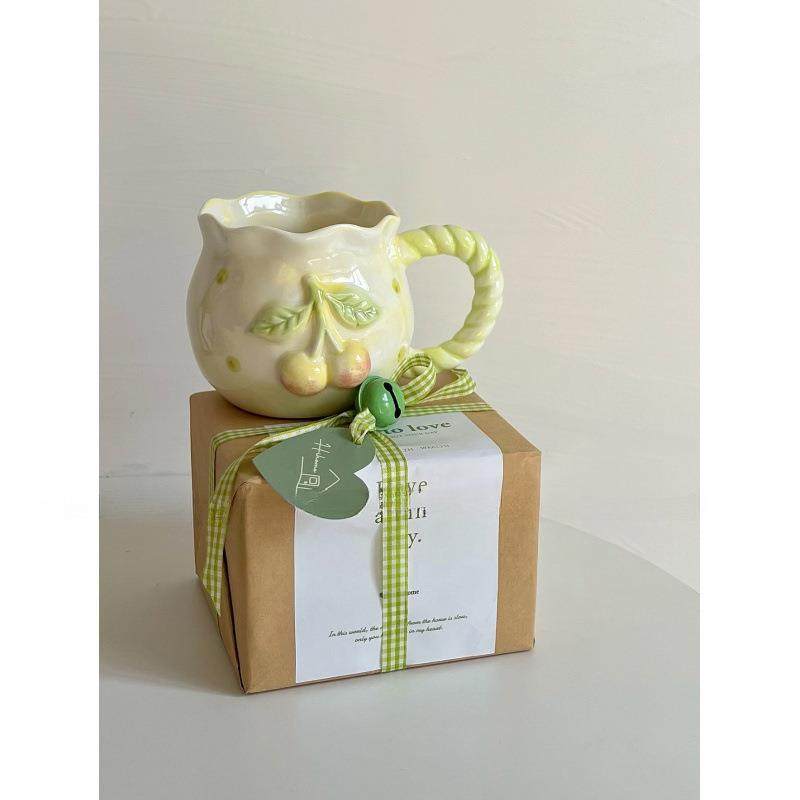 博主款手作不规则清新可爱樱桃艺术小众马克杯陶瓷杯酷酷量大优惠,淘宝优惠券,粉丝福利购,淘宝优惠卷