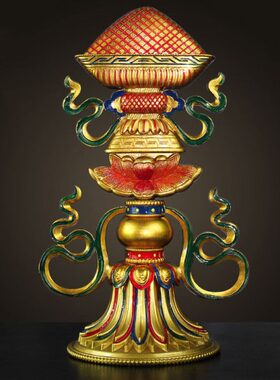 八瑞摆件铜制彩绘家用工艺用具办公玄关用品桌面摆件 7.5寸