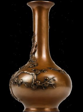 纯紫现代中式花瓶铜花瓶摆件家居装饰品干花插花办公室客厅器摆设