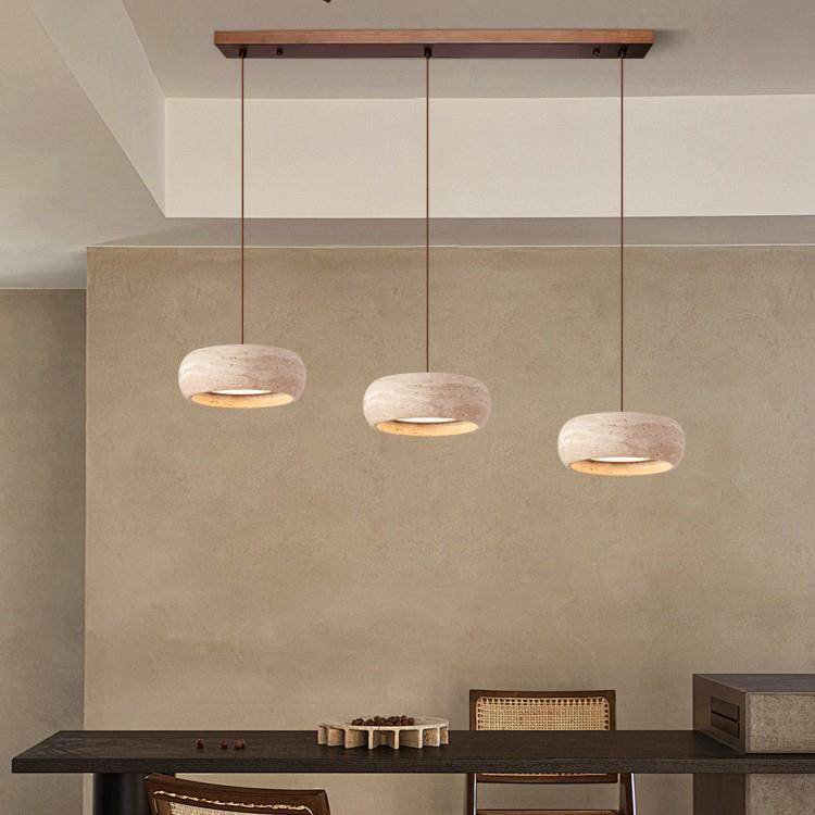 QIANXI餐厅灯吊灯黄洞石复古诧寂中古风饭桌吧台茶座LED三头吊线,淘宝优惠券,粉丝福利购,淘宝优惠卷