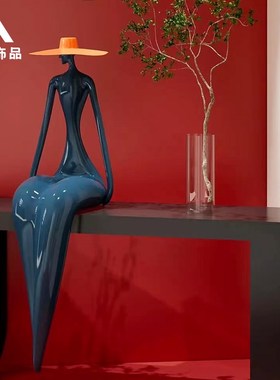 抽象人物客厅f装饰艺术雕塑创意玄关酒店大堂售楼处人形玻璃钢摆