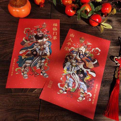 贴画神将门神门贴新春春联对联新年手绘门幅春节装饰守门2025年画 - 图1