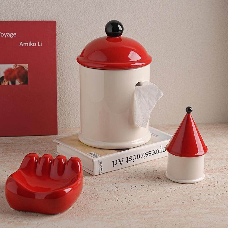 贝汉美高颜值创意多巴胺纸巾盒花瓶牙线筒陶瓷家居桌面装饰品摆件,淘宝优惠券,粉丝福利购,淘宝优惠卷