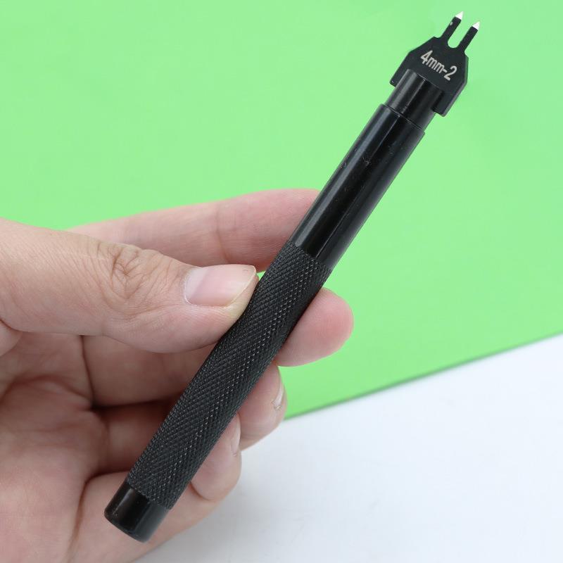 4mm1齿2齿4齿6齿可拆卸换齿菱斩 黑色花杆防滑手柄皮料工具菱斩 - 图1