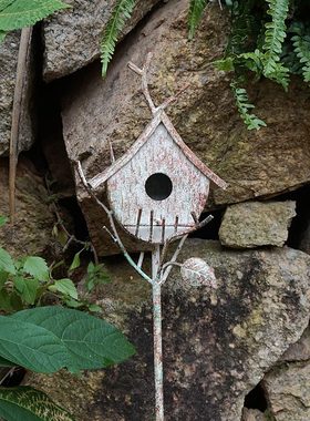 铁艺户外花园小花园乡村花架爬藤架美式 鸟窝花园艺品做旧插庭院