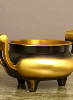 纯铜官帽香炉家用三足纯铜香炉有求必应香炉线供香炉