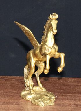 纯铜飞马龙马龙摆件马上发财风水马客厅办公室装饰品招财铜马