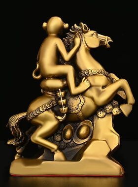 纯铜马上封侯摆件办公室创意装饰品工艺品商务礼品客厅马上封侯