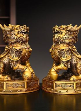 铜麒麟摆件纯铜八卦大号客厅玄关门口办公室店铺摆设