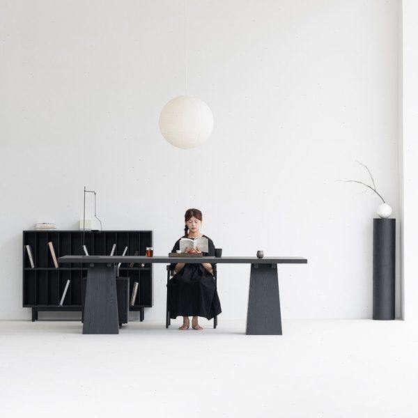 叁几 侘寂风实木餐桌家用客厅大长书桌白蜡木碳化大板茶桌工作台,淘宝优惠券,粉丝福利购,淘宝优惠卷