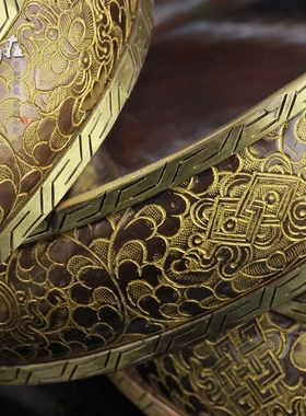 尼泊尔七c宝曼扎盘手工雕刻紫铜家居曼达盘装饰加厚曼茶罗多款可