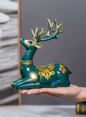 新中式梅花鹿招财摆件创意u古韵花瓶客厅玄关电视柜装饰品乔迁礼