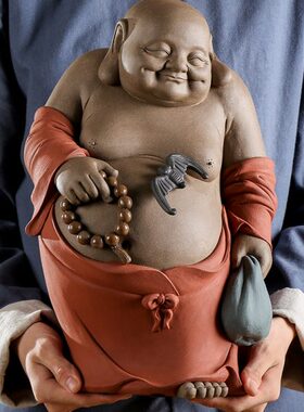 大送礼乔迁禅意佛陶瓷家居装饰品店铺招财肚弥勒佛摆件笑久造创意